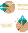 Zero Hassle Woodworking Center Finder That Slides Right Onto Stock To Nail Dead Center Fast With Smooth Precision Perfect For Round Octagon Square Shapes Up To Eighteen Inches Wide, showing usage steps with pencil and clear gauge.
