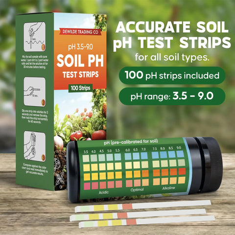 No Fuss PH Test Strips Kit With 100 Strips PH Range 3.5 To 9 For Garden Lawn And Indoor Plants Easy At Home Soil Testing