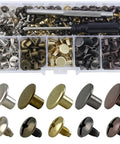 Hella Durable 125 Piece Chicago Screw Kit With Five Mixed Metallic Shades For Leather Crafting Shoes And Bags Includes Quick Install Tools And Neat Plastic Case Features Smooth Round Flat Heads For Garment Making And Repairs.