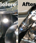 Comparison of car headlights before and after polishing with 5 Pack Felt Flap Disc Abrasives For Angle Grinder Pro Grade Go To Polishing Wheel Buffing Disc For High Gloss Mirror Finish On Stainless Steel And Aluminum.