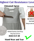 Person wearing Chainmail Apron For Butchers Heavy Duty Food Grade Cut Resistant Shield With Stainless Steel Mesh And Adjustable Straps