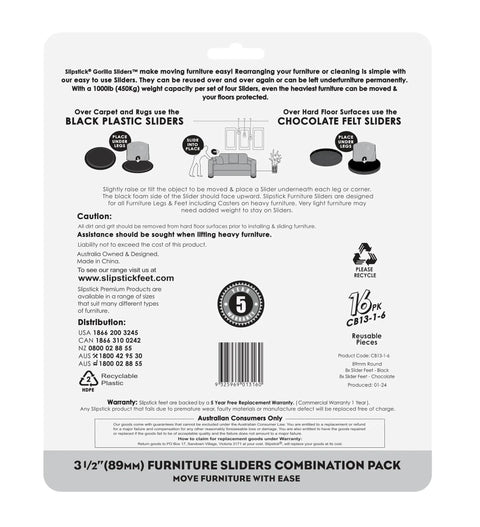 Premium Furniture Sliders For All Floor Surfaces 16 Piece Moving Kit With 3.5 Inch Round Movers Reusable Rubber Foam Tops For Easy Moving Of Sofas Chairs Tables On Hardwood Or Carpet Black