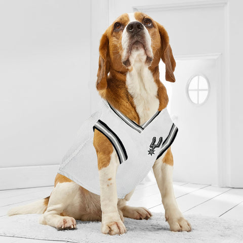 Beagle wearing NBA San Antonio Spurs Road Dog Jersey For Dogs And Cats In Team Color, Comfortable Stretchable Material, Small Size