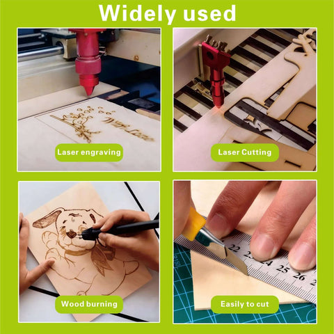 12-pack basswood sheets, 12x12x1/16 in, natural unfinished wood for laser cutting, engraving, wood burning, crafts.