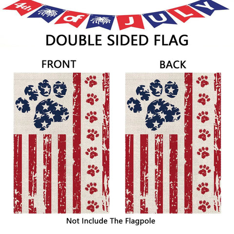 Patriotic Dog Garden Flag With Stars And Stripes Double Sided USA Flag For Fourth Of July Independence Day 12.5x18 Inch