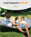 Double Hammock With Spreader Bar And Soft Pillow, 500 Lb Max Load, Ultra Portable Outdoor Hammock for Camping and Backyard Chill with family