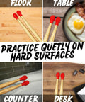 Silicone Drumstick Dampeners Replace Pads Quiet Practice Mute Tips 4 Pack on different surfaces for silent drumming.