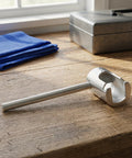 Heavy Duty Steel Fire Sprinkler Wrench For Concealed Heads Anti Grip Handle on wooden workbench with blue cloth and toolbox.
