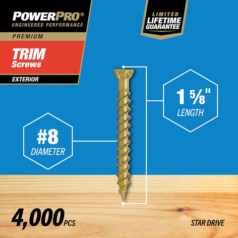 Bronze Epoxy Coated Exterior Trim Screws With Star Drive For Wood And Composite Decking Eight By One And Five Eighths Inch Rust Resistant