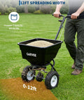 Beast Of A Heavy Duty Walk Behind Lawn Spreader With 80 Lb Capacity, 12 Foot Spreading Width, 13 Inch All Terrain Wheels