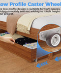 Mini Side Mount Casters 1.25 Inch Low Profile Rigid Non Swivel Rubber Wheels For Sliding Doors Drawers And Cabinets in use under bed