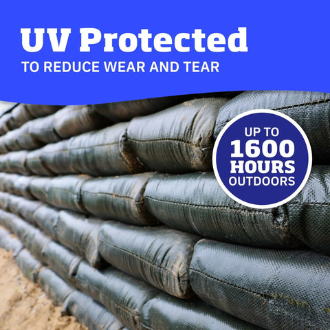 Heavy Duty Sand Bags With Tie Strings For Flood Control, Woven Polypropylene Construction, UV Protected For 1600 Hours
