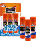 Disappearing Purple School Glue Sticks 3 Pack 22g Each Washable Dries Clear Safe for Kids in orange packaging