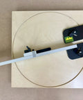 Adjustable Circle Cutting Jig For Routers Knocks Out Perfect Curves From Four To One Hundred Eight Inches Wide on plywood surface