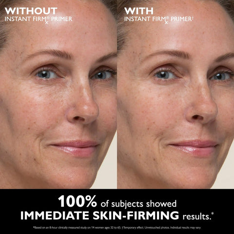 Before and after image using Instant Skin Tightening Primer For Face That Blurs Imperfections Firms On Contact Reduces Fine Lines And Pores