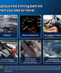 Signs for replacing the Plug And Play Serpentine Belt Drive Kit For 1.8L 2.0L And 2.4L Engines showing dashboard warnings and engine issues