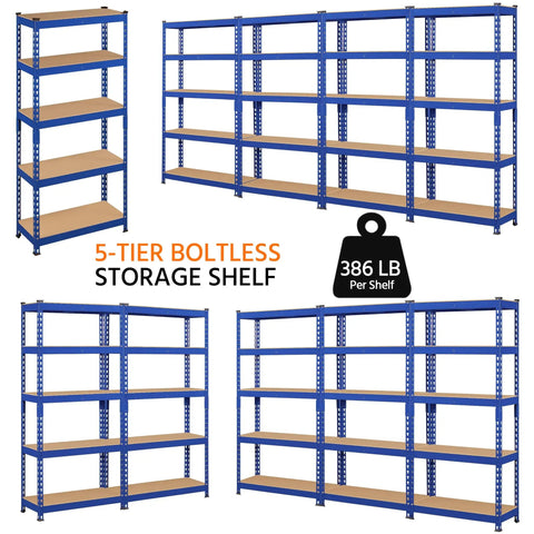 Heavy Duty 3 Pack 5 Tier Metal Storage Shelves For Garage Featuring Fully Adjustable Modular Frame In Bright Blue To Flex Your Storage Game Without Any Extra Effort Today