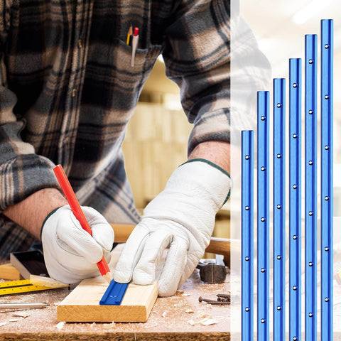 Six Piece T Track Set For Woodworking Aluminum 36 Inch Universal Double Cut Profile With Predrilled Holes And Included Screws Ideal For Drill Press Tables And Router Tables Blue Finish