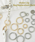 16 Pack Gold Metal Spring O Ring Carabiner Set Four Sizes With Quick Release Keychain Clips For Keys Bags Dog Tags Paracord Lanyards And DIY Repairs All In One Heavy Duty Gear, gold and silver sizes