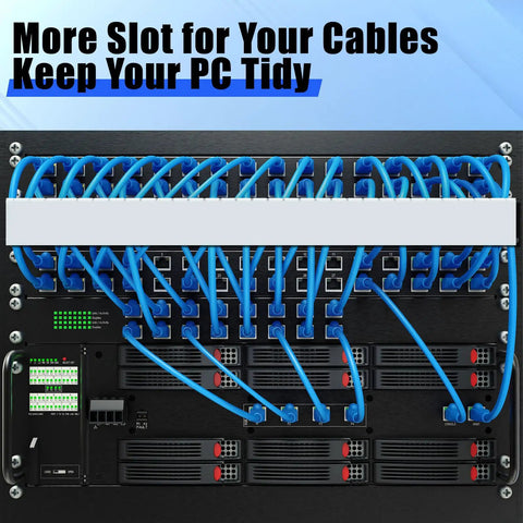 Under Desk Cable Management Kit With One Piece Raceway Channel White 123 Inch Total Length 8 Piece Cord Track Desk Wire Channel To Hide Computer Cables And TV Wires Keeps Home Office Neat And Safe installed on server rack