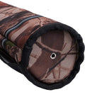 Close-up of the Camouflage Arrow Quiver Backpack For Adults, showing durable nylon material and round base detail.