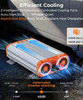Cooling system of 2000W True Sine Wave Inverter For 12V To 110 And 120V Off Grid Power RV Ready With Remote Solar Battery Backup