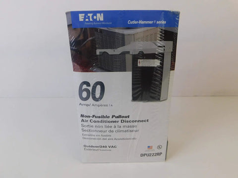 60A Non-Fusible AC Disconnect Switch With Pullout Design, Double Pole, Solid Neutral, 120 240V, Gray, No Fuse box view