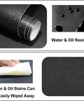 Ultra Large Self Adhesive Leather Repair Patch 17X79 Inch For Couches Furniture Car Seats Cabinets Walls And Handbags Black Vinyl Patch Tape showing water resistance and easy cleaning.