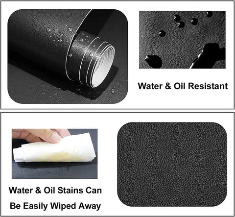 Ultra Large Self Adhesive Leather Repair Patch 17X79 Inch For Couches Furniture Car Seats Cabinets Walls And Handbags Black Vinyl Patch Tape showing water resistance and easy cleaning.