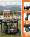 Stainless Steel Grill Cart And Pizza Oven Table With Wheels For Infrared Grills Universal Outdoor BBQ Station Built To Last