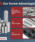 Solid 18 8 Stainless Steel Flat Head Hex Socket Caps Screws M4 X 6mm showing clear threads and standard sizes in a collection.