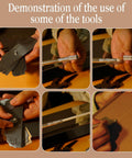 Demonstration of tools from All In One Pro Grade 25 Piece Welding Tools Kit With Leather Gloves Welding Helmet Chipping Hammer Multi Angle Welding Magnet
