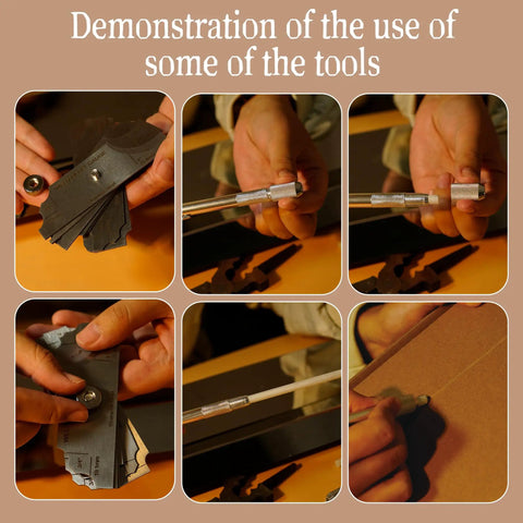 Demonstration of tools from All In One Pro Grade 25 Piece Welding Tools Kit With Leather Gloves Welding Helmet Chipping Hammer Multi Angle Welding Magnet