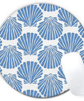 Blue Coastal Seashell Round Mouse Pad For Desk With Non Slip Base, Smooth Control, Wipe Clean Surface, 7.9 Inch Diameter