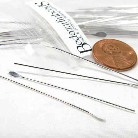 Pack Of Twenty Silver Plated Teardrop Headpins With 22 Gauge Shaft And 2 Inch Length Brass Base Jewelry Findings For DIY Jewelry Making Dope Metal Findings For Earrings And Necklaces And Small Craft Projects, beside penny