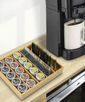 Bamboo Coffee Pod Organizer For Drawer Or Countertop Space Saver That Holds 24 To 36 K Cups Tea Bags And Small Accessories