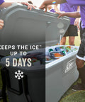 Group using Insulated Rolling Cooler With Wheels That Keeps Ice For Days, Leak-Resistant Hard Ice Chest, 100-Quart Capacity