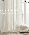 108 Inch Linen Look Curtains Set Of 2 Panels For Ceiling Track System With Hooks Sheer Light Filtering For Living Room