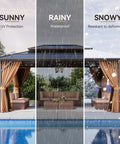 12x16 Foot Hardtop Metal Gazebo With Double Polycarbonate Roof For Outdoor Patio Netting And Curtains Included Permanent Backyard Pavilion For Lawn Garden And Patio Brown Chill Zone
