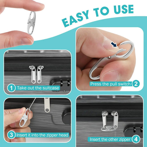 Anti Theft Double Opening Carabiner Clips Set For Backpacks And Luggage, 8 Pcs Zinc Alloy Zipper Pull Replacements, usage demonstration.