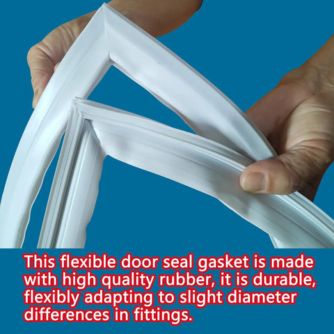 White Freezer Door Seal Gasket For Refrigerator Replacement 65.8 Inch By 31.5 Inch Easy Install showing flexible rubber material