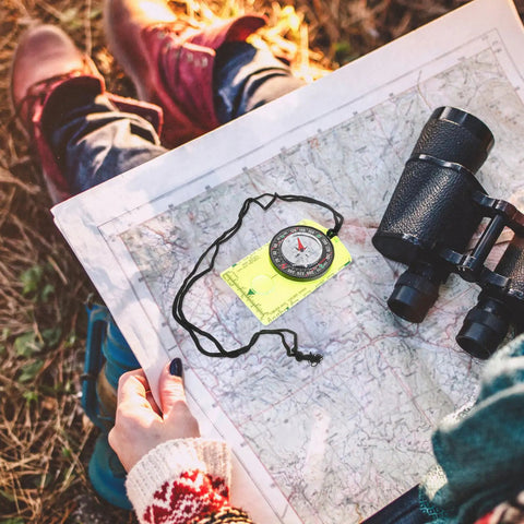 Orienteering Compass High Precision Acrylic Navigation Tool for Survival and Camping on map with binoculars outdoors
