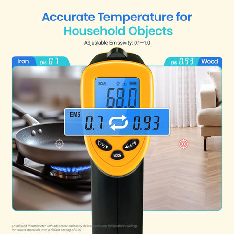 Infrared Temperature Gun Non Contact Thermometer For Cooking And DIY Home Projects With Laser Gauge -58 To 716 F Range Digital Readout