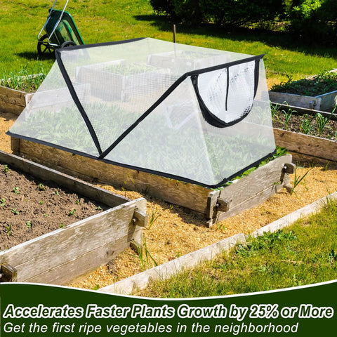 Foldable Garden Row Cover For Raised Beds With Zipper Door Waterproof Mini Greenhouse Plant Protector To Beat The Critters Keeping Animals Out Of Vegetables Fruits And Flowers 31X13X14 Inches Pack Of 2