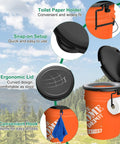 Universal 5 Gallon Bucket Toilet Seat With Pillowy Comfort And Snug Lid features ergonomic lid, snap-on setup, and convenient hook.