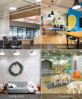 Various rooms lit by Ultra Bright 5500 Lumens Daylight LED Bulb 36W, Non Dimmable E26 Ceramic Tech, 5000K, energy saving