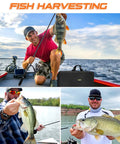 Angler holding fish with Telescopic Fishing Rod And Reel Full Kit With Carrier Case Carbon Fiber Pole on a boat