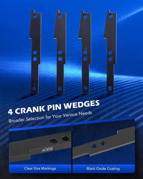 Four crank pin wedges with clear size markings for Pro Grade 11 Piece Camshaft Timing Tool Set For Cummins ISX QSX X15 Diesel Engines.