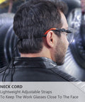 Side view of man wearing Over Eyeglasses Safety Goggles With Anti Fog Lenses And Scratch Resistant HD Clarity ANSI Z87 Approved.