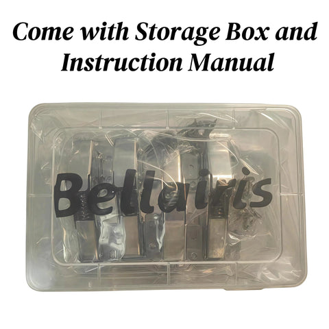 No Cup Hole Needed 4 Pack Soft Close Concealed Cabinet Hinges packaged in a clear storage box with instruction manual visible.